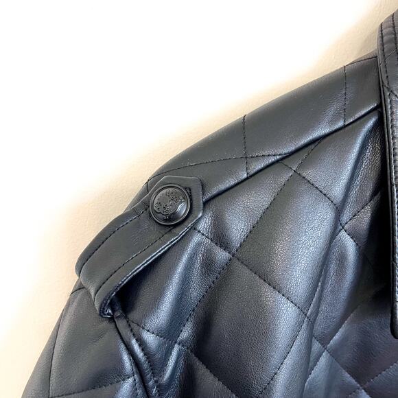 Rebecca Minkoff Women Bomber Jacket Medium Black Quilted Vegan Faux Leather Goth - Picture 7 of 15